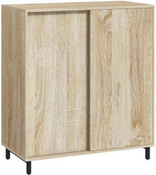 HomCom Dulap pentru Pantofi pe 4 Niveluri din PAL și Oțel cu Ușă Glisantă și Rafturi Reglabile, 80x40x93 cm, Lemn Natural | Aosom Romania (837-426V00ND) Pantofar
