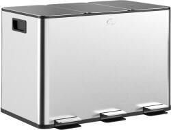 HomCom Coș de Gunoi cu 3 Compartimente de 20L, Cu Pedală, Capace cu Închidere Silențioasă, Oțel Inoxidabil și PP, 61, 9x36, 6x56, 7 cm, Argintiu | Aosom Romania (851-034V03SR) Cos de gunoi