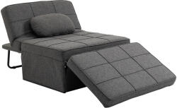 HOMCOM Canapea extensibilă cu Spătar Reglabil pe 5 Nivele și Pernă Suplimentară, 95x179x78 cm, Gri | Aosom Romania (839-058)