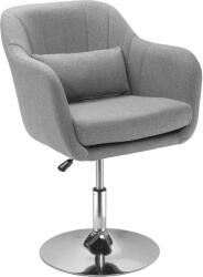 HOMCOM Scaun Pivotant la 360° cu Inaltime Reglabila din Material Respirabil, Scaun Modern cu Perna, Suport Lombar si Cotiere, 60x60x79-91 cm, Gri (833-757)