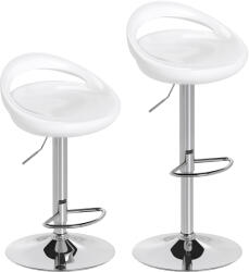 HOMCOM Set 2 Scaune de Bar Rotative cu Suport pentru Picioare și Înălțime Reglabilă, 46x41x76-96 cm, Alb | Aosom Romania (835-175V00WT)