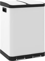 HomCom Coș de gunoi de bucătărie 2 x 30L cu pedala din oțel inoxidabil, 2 compartimente, capac cu închidere moale, 60L, alb | Aosom Romania (851-035V00WT) Cos de gunoi