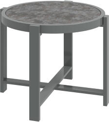 Outsunny Masă laterală rotundă pentru grădină/balcon, aluminiu rezistent la intemperii, aspect marmură, gri | Aosom Romania (84G-728V00GY)