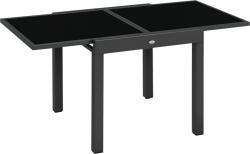 Outsunny Masă de Grădină Extensibilă cu Blat din Sticlă 80-160x80x75 cm Negru | Aosom Romania (84B-297V00BK)