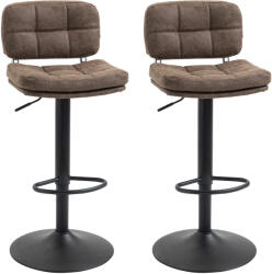 HOMCOM Set 2 Scaune de Bar Pivotante cu Inaltime Reglabilă, din Imitatie de Piele Maro si Tapitate, 41, 5x45x85-107cm, Negru HOMCOM | Aosom Romania (835-499BK)