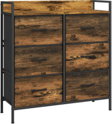 HOMCOM Comodă, corp de depozitare pentru dormitor 6 sertare țesătură nețesută cadru din oțel, 79 x 29 x 85 cm, efect lemn mahon | Aosom Romania (831-763V00RB) Comoda