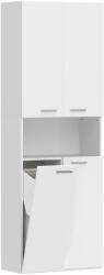 HomCom Dulap de baie înalt de 174 cm cu coș de rufe basculant și uși Soft-Close, Alb | Aosom Romania (834-931V90WT)