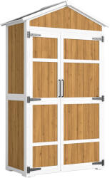 Outsunny Dulap de grădină Adăpost exterior etanș cu acoperiș metalic Uși duble pentru unelte de grădină 105x55x179cm Natural | Aosom Romania (84H-614V00ND)