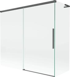 Mexen Rox, L tolóajtós, kétszárnyú kádparaván 170 + 70 x 150 cm, 8 mm-es átlátszó üveg, szálcsiszolt grafit profil, 8C9L-170-070-66-00 (8C9L-170-070-66-00)
