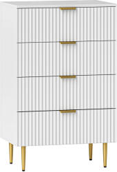 HOMCOM Comodă cu 4 Sertare din Lemn MDF, Comodă Modernă cu Mânere și Picioare Aurii, 60x40x96 cm, Alb | Aosom Romania (831-902V80WT) Comoda