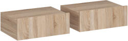HOMCOM Set de 2 Noptiere Suspendate cu Sertar, Pereche de Noptiere Moderne din Lemn, Mese Laterale pentru Canapea, Living și Dormitor, 40x30x15 cm, Stejar | Aosom Romania (831-481V82AK)