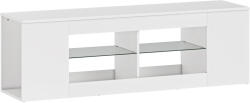 HomCom Suport TV 140 cm, comodă TV, 6 compartimente, 2 rafturi din sticlă, PAL, Alb | Aosom Romania (83B-591V90WT)
