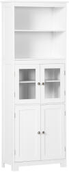 HOMCOM Dulap Camara Bucătărie, 2 Rafturi Deschise, 2 Dulapuri cu Uși, MDF și Sticlă Securizată, 60x30x162 cm, Alb | Aosom Romania (835-513)