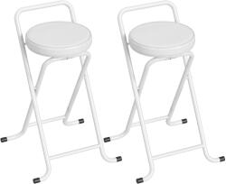HOMCOM Taburete de Bar Pliabile Set de 2, Fără Montaj, Scaune de Bar, Șezut Căptușit 63 cm, Cadru din Oțel, Alb | Aosom Romania (83A-382V80WT)