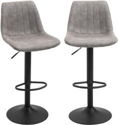 HOMCOM Set de 2 scaune de bar HOMCOM, stil industrial, spatar din microfibra, inaltime reglabila gri | Aosom Romania (835-228GY)