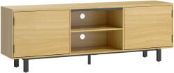 HomCom Comodă TV, mobilier TV până la 165 cm, 2 uși cu deschidere prin apăsare și 2 rafturi, 160x35x55, 5cm, lemn natural | Aosom Romania (83B-664V00ND)