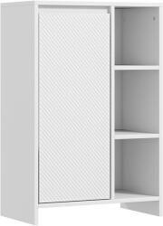 HomCom Dulăpior de Baie cu 3 Rafturi Deschise, un Dulăpior cu o Ușă și Raft Interior Reglabil, 53x30x80 cm, Alb | Aosom Romania (834-716V80WT)