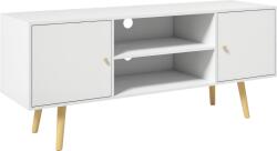 HomCom Cabinet TV 55" cu 2 Dulapuri, Uși și 2 Rafturi Deschise, Consolă TV din Lemn și PAL, 120x34x50 cm, Alb | Aosom Romania (839-281)