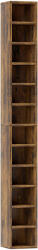 HOMCOM Bibliotecă suport pentru CD-uri cu 12 polițe, pentru 204 CD-uri, din MDF și PAL, 21x20x175 cm, maro rustic | Aosom Romania (833-135V80RB)