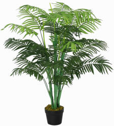 Outsunny Palmier artificial 125 cm, plantă artificială mare cu 18 frunze în ghiveci pentru living și balcon | Aosom Romania (844-343)