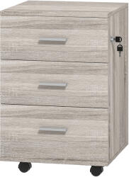 Vinsetto Comodă de birou cu 3 sertare Roți Încuietoare 2 Chei Arhivator Mobil pentru Studiu Living 40x40x61, 5 cm Gri | Aosom Romania (924-008V80GY) Comoda