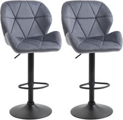 HOMCOM Set de 2 Scaune de Bar cu Înălțime Reglabilă, Bază Metalică și Șezut din Catifea, 51.5x57.5x93-114.5 cm, Gri | Aosom Romania (835-506CG)