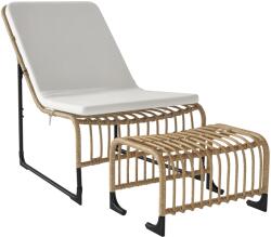 Outsunny Fotoliu de relaxare din ratan cu Fußhocker rezistent la UV, fotoliu de grădină cu perne Bänder 65 x 93 x 80 cm, lemn natural | Aosom Romania (867-253V00CW)