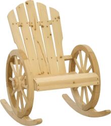 Outsunny Fotoliu de Grădină Adirondack cu Leagan Rocking Chair Stil Rustic Șic brațe Roți de Căruță Lemn de Brad Natural | Aosom Romania (84B-126ND) Balansoar