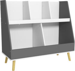 HOMCOM Raft de Depozitare pentru Jucării, Raft în 2 Niveluri pentru Jucării cu 5 Compartimente, 80x34x72.5 cm, Gri | Aosom Romania (311-068V80GY)