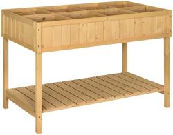 Outsunny Jardiniere pe picioare pătrată Potager cu raft dim. 110L x 46l x 76H cm 8 Compartimente & Insertii de irigare Lemn de Brad | Aosom Romania (845-238V01)