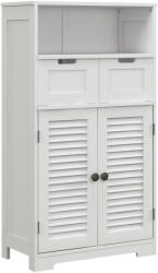 Kleankin Mobila de baie dulap 2 uși raft ajustabil 2 sertare niche 61 x 30, 5 x 109, 5 cm alb | Aosom Romania (834-666V80WT)