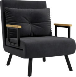 HOMCOM Canapea Extensibilă cu Spătar Reglabil pe 5 Nivele, Canapea Pat Individuală Pliabilă cu Perne, 63x73x81 cm, Negru | Aosom Romania (839-834V00BK)