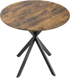 HomCom Masă rotundă de bucătărie, 80 cm, blat compact, plăci aglomerate, metal, Maro rustic | Aosom Romania (83A-295V00RB)