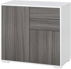 HOMCOM Comodă Multifuncțională cu 2 Sertare și 2 Dulapuri, 79x36x74 cm, Gri | Aosom Romania (838-075GY) Comoda