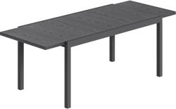 Outsunny Masă de Grădină Extensibilă Blat Aluminiu Efect Lemn Picioare Reglabile 8-10 Persoane 214x85x75cm Gri Antracit | Aosom Romania (84K-095V00CG)