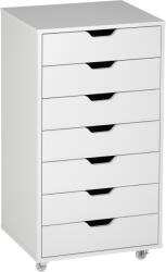Vinsetto Caisson de bureau cu roți mobilier depozitare birou cu 7 sertare organizator pentru documente, format A4 sau scrisori | Aosom Romania (924-045WT) Comoda