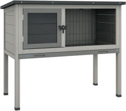 PawHut Cușcă de Iepure Ridicată, Cușcă de Iepure cu Tavă Extensibilă și Trapă, 84x43x70 cm, Gri (D51-119V00GY)