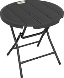 Outsunny Masă de Grădină, rotundă, pliabilă, pentru 4 persoane, efect lemn, oțel+plastic, gri închis, 80 x 80 x 73 cm | Aosom Romania (84G-008V00CG)