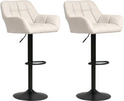 HOMCOM Set 2 scaune de bar Design retro reglabile pe înălțime piele ecologică aspect de in Cremă + Negru | Aosom Romania (835-760V01CW)