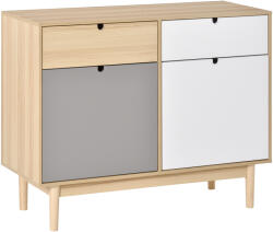 HOMCOM Mobilier Multifunctional Stil Nordic, Dulapior Doua Usi cu Sertare pentru Bucatarie si Hol, 100x40x79.5cm, Multicolor (838-088) Comoda