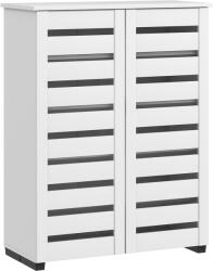 HomCom Dulap de Pantofi Modern cu 5 Niveluri cu Uși cu Jaluzele din Lemn Alb | Aosom Romania (837-260V80WT) Pantofar