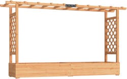 Outsunny Jardinieră înălțată cu spalier lateral și superior, jardinieră cu orificii de drenaj, 200x44x113, 5cm, lemn natural | Aosom Romania (84H-478V00ND)