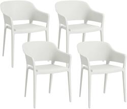 Outsunny Set din 4 Scaune de Grădină, Scaune Stivuibile de Exterior cu Spătar Înalt și Cotiere, 56x54.5x77.5 cm, Alb | Aosom Romania (84G-234V00CW)