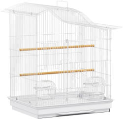 PawHut Colivie pentru Păsări cu 4 Uși, 2 Boluri, 2 Stinghii și Tavă Detașabilă, Volieră din Metal și Plastic, 47, 5x36x54, 5 cm, Alb | Aosom Romania (D10-110V00WT)