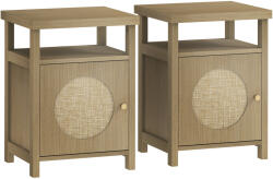 HOMCOM Set de 2 noptiere înguste masă auxiliară compartiment deschis dulap finisaj ratan, 40 x 35 x 55 cm maro | Aosom Romania (83D-038V01CF)