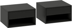 HOMCOM Set de 2 noptieri montate pe perete, sertar, compartiment deschis, blat, 37 x 32 x 21 cm, negru | Aosom Romania (831-630V81BK)