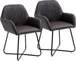 HOMCOM Set 2 Scaune Moderne pentru Sufragerie, Tapițate cu Piele Ecologică, 60x56, 5x85 cm, Maro | Aosom Romania (839-128BN)