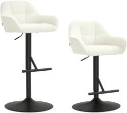 HOMCOM Lot de 2 taburete de bar, scaune de bar, înălțime reglabilă, material textil efect in și bază din oțel, 52, 5 x 53 x 86, 5-108 cm, crem | Aosom Romania (83A-187V00CW)