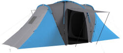 Outsunny Cort de camping pentru familie 4-6 pers. impermeabil ușor de asamblat 2 uși mari dim. 5, 55 x 2, 25 x 1, 9 m gri închis și albastru | Aosom Romania (A20-344V00BU) Cort