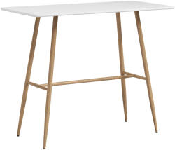 HOMCOM Masă de bar dreptunghiulară 4 persoane picioare din oțel cu aspect lemn asamblare ușoară 120 x 60 x 98 cm alb | Aosom Romania (83A-034V00WT)